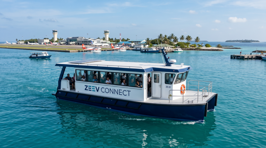 ZEEV Connect passenger vessel operating near a Maldives airport