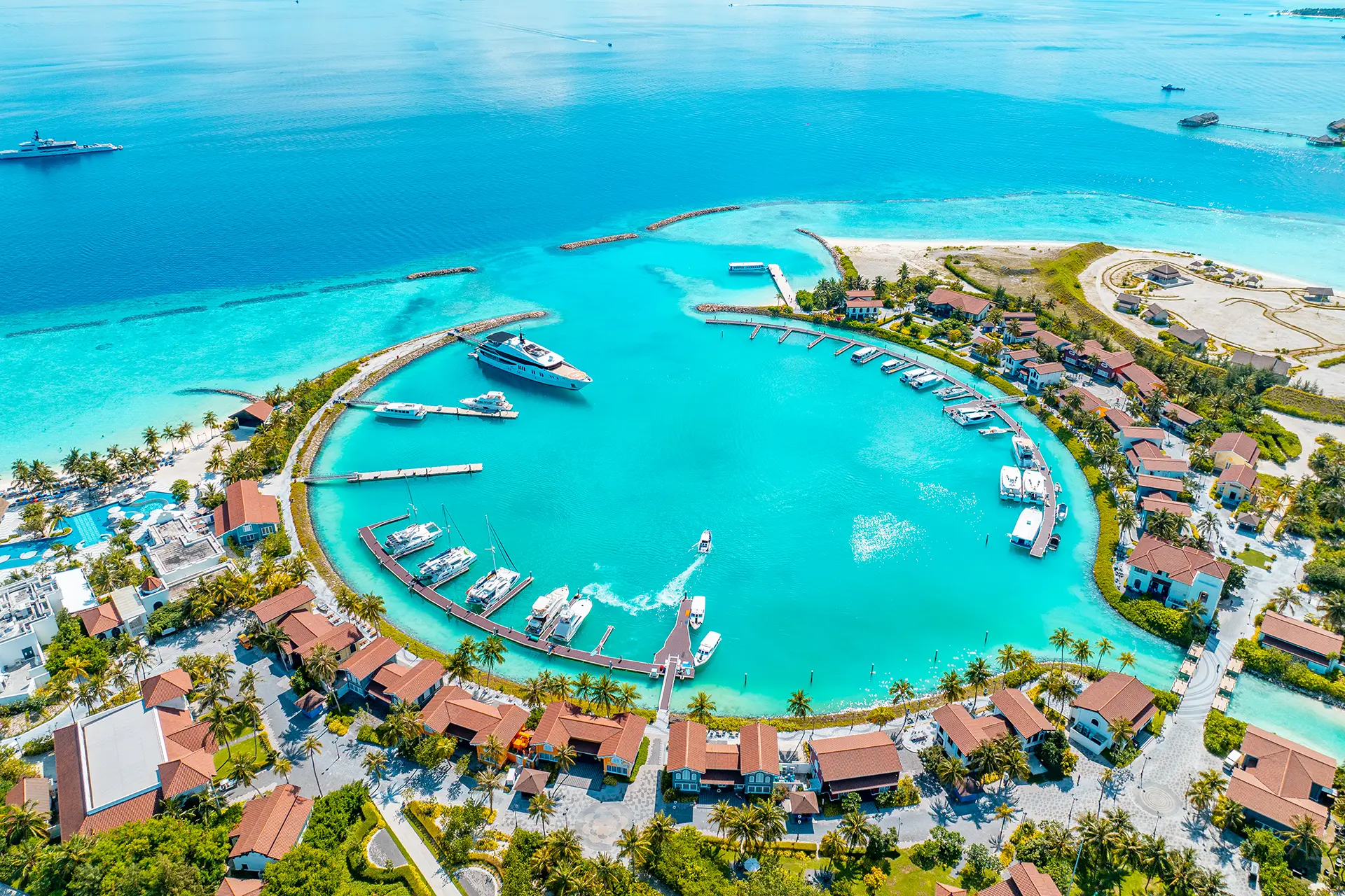 Electric passenger vessel serving a Maldives resort marine route